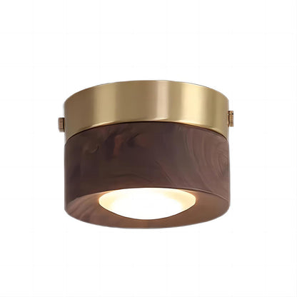 Walnut Wood Brass Downlight Ceiling Light Fixture Spotlight for Living Dining Room Kitchen Island Corridor