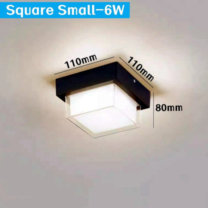 Square Outdoor LED Ceiling Lamp Surface Mounted Waterproof Sconces Garden Exterior Wall Lighting