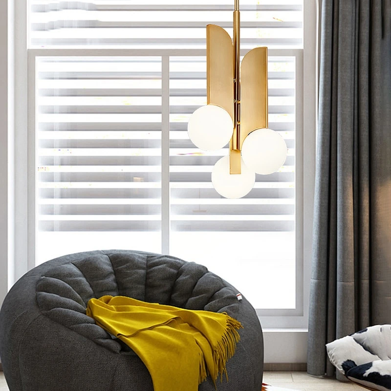 Modern Gold Pendant Light Bedroom White Glass Hanging Led Lamp Kitchen Minimalist Fixtures Dining Room Pendant Lamp Bathroom
