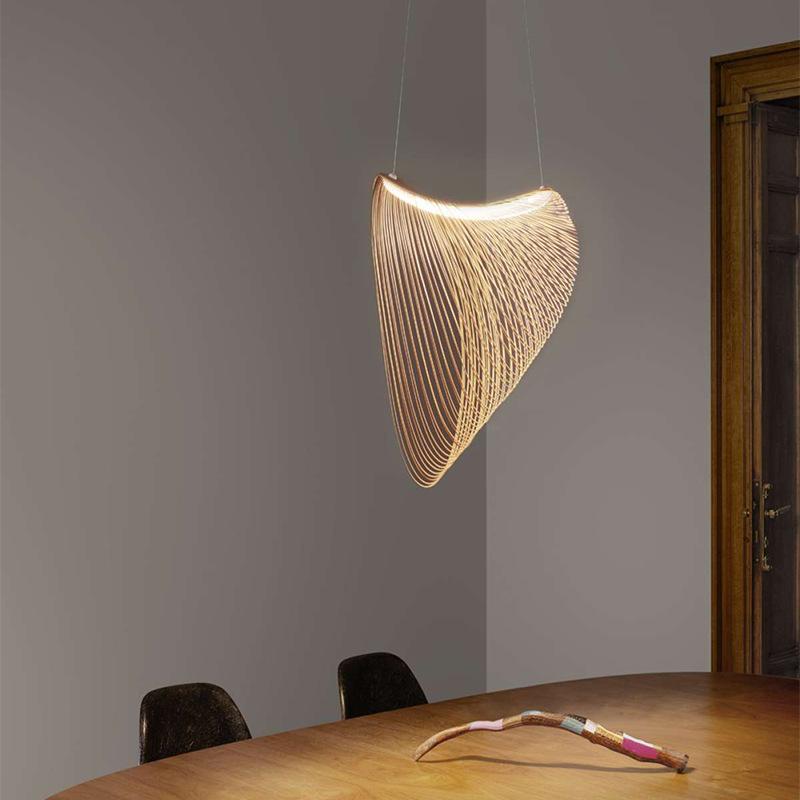 Simple Suspension Hollow Wooden Birch Chandelier