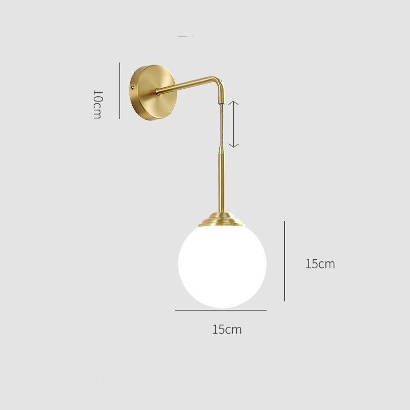 Nordic Copper Bedroom Wall Lamp Creative Modern Minimalist Stair Corridor Porch Living Room Dining Room Personality Copper Wall Lamp
