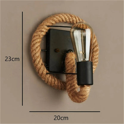 Hemp Rope Loft Style Wall Lamp Vintage Iron Industrial Bedside Light Retro Fixtures For Home Lightings Bar Cafe Living Room E27