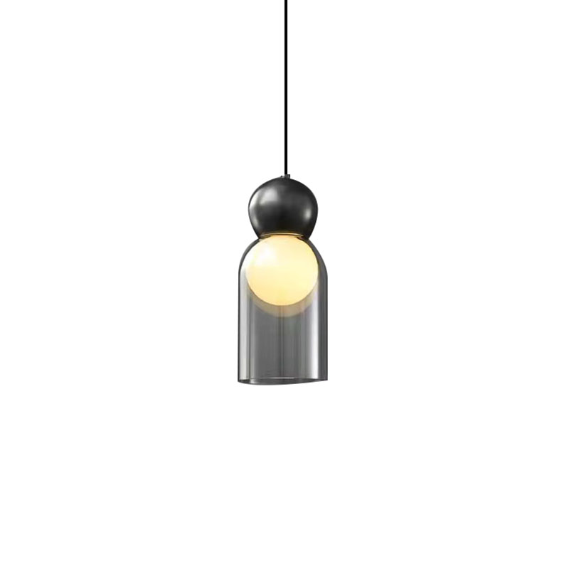 Modern Gray Clear Glass Pendant Lights Brass Bedroom Bedside Dining Room Hanging Lamp E27 Bulb Wire Adjustable