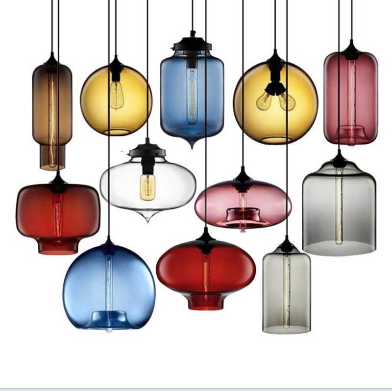 Modern Loft E27 Glass Bowl Pendant Lights Colorful Simple Hanging Lamps For Kitchen Living Room Bedroom Restaurant Hotel Room