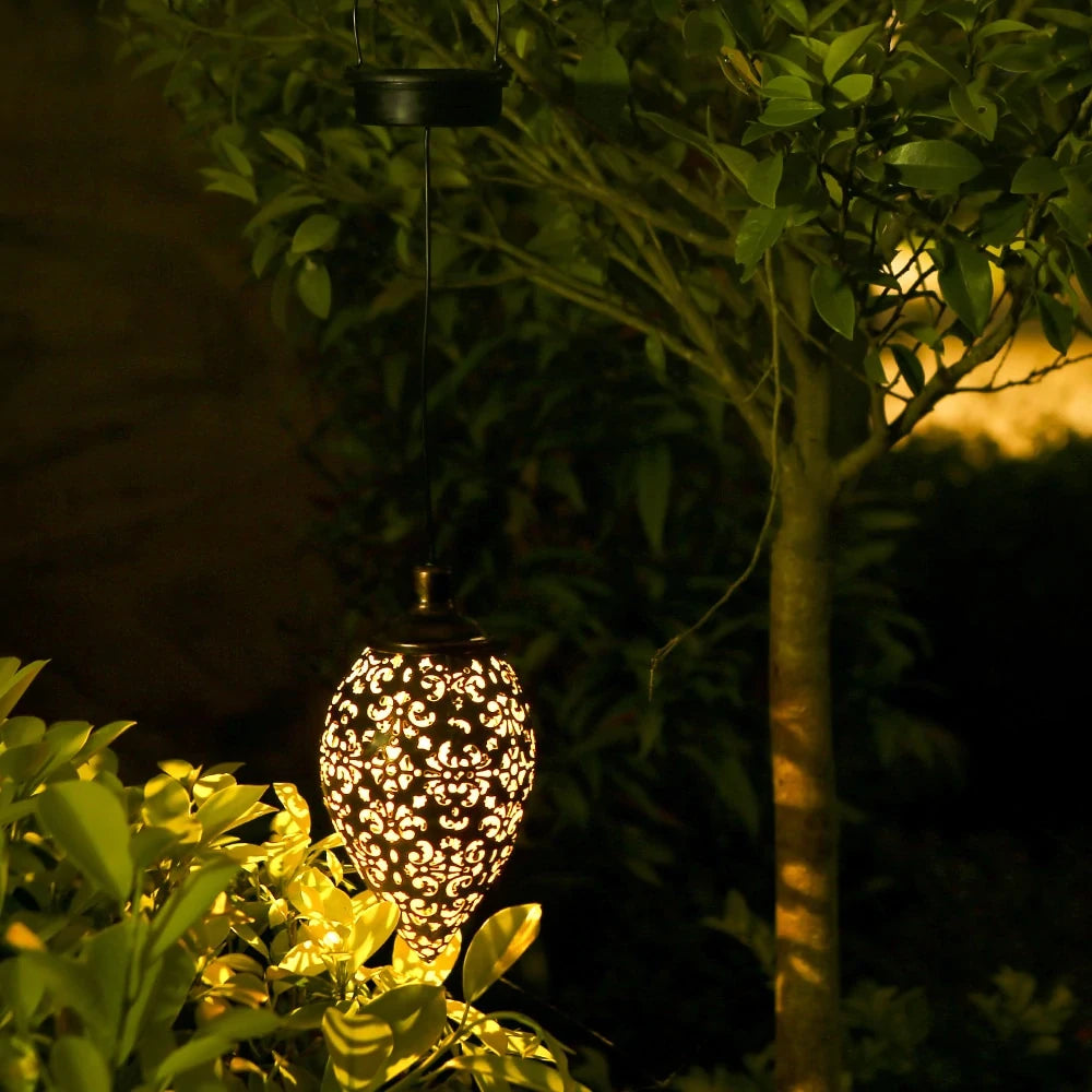 Waterproof solar garden light  LED Lantern Hanging Outdoor solar Lamp Olive Shape Sensitive Sensor Control Solar Powered lamp
