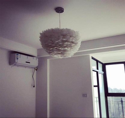 Pendant Lights E27 Feather Romantic Pendant Lamp For Bedroom Living Room Lighting HangLamp Goose Feather Suspension Luminaire
