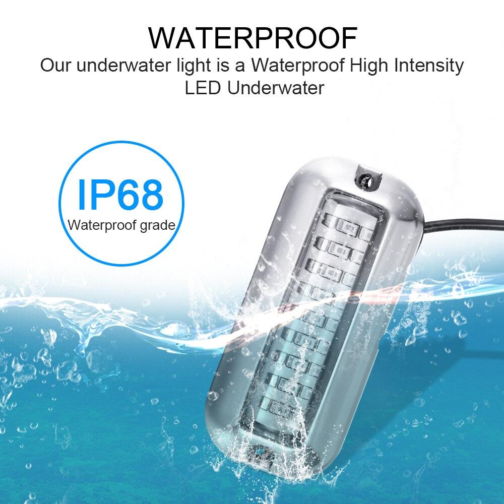 Universal 3.5inch 12V DC White/Blue/Green 27 LED Marine Stainless Steel Under Water Pontoon Waterproof Boat Transom Light IP68