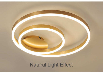 Golden Round Iron Led Ceiling Lights For Living Room Bedroom Indoor Home Lustre Lighting Fixtures Dimmable Lamps