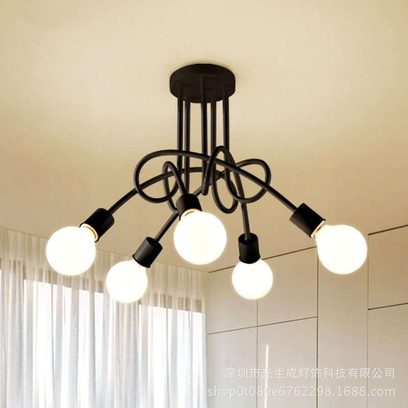 Modern Ceiling Lights Living Room Bedroom Dining Room Lamp Nordic Simple Style Iron Metal Spray Painting Process Black White Red