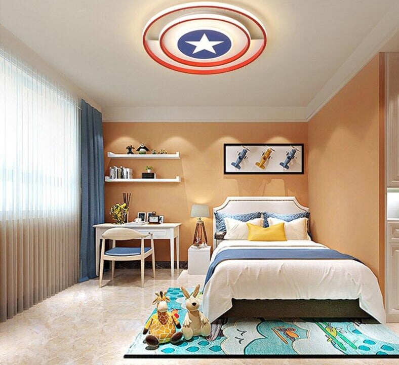 New Modern Red/Blue Stars Led Ceiling Lights Lamp For Child Bedroom Study Room Babyroom Remote Control Cartoon Designer Lamparas
