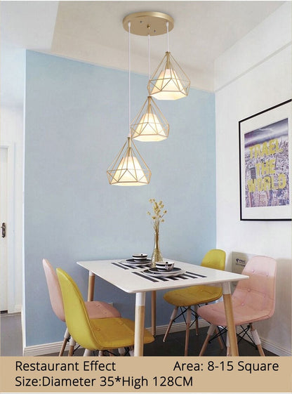 Gold Color Pendant Lights Triangle Shape Nordic Style 1head/3heads  Hanging Lamp Simple Metal Lights Fixtures Deco Abajur