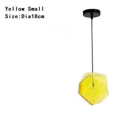 Modern Scandinavian Ice Crystal Glass Pendant Lights Creative Restaurant Hanging Lights Colored Stone Single Head Luminarias