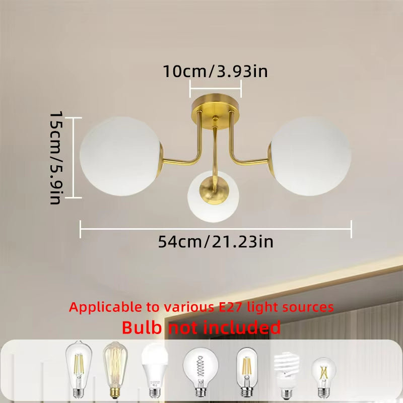Nordic Magic Bean Bedroom Living Room Ceiling Light Modern PVC White Ball Glass Embedded Corridor Iron Art Light