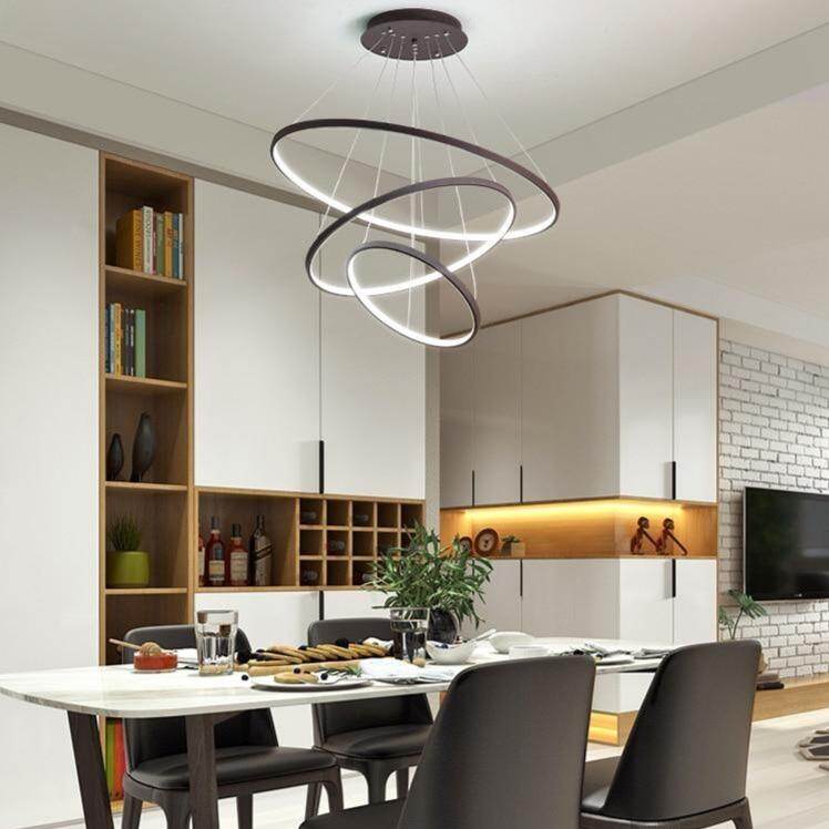 Mavesan Pendant Lights For Living Room Foyer Room 1/2/3 Circle Rings Acrylic Aluminum Body LED Pendant Lamp Fixtures Home Dero