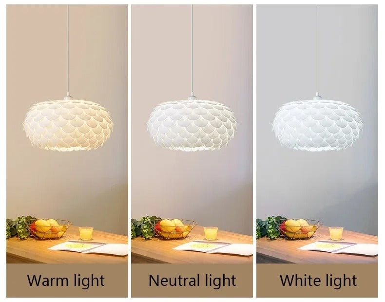 LED Pendant Lamp Creative Fish Scales 3-colour light change Chandelier Lamps  Modern