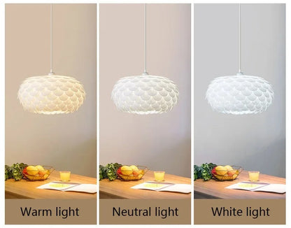 LED Pendant Lamp Creative Fish Scales 3-colour light change Chandelier Lamps  Modern