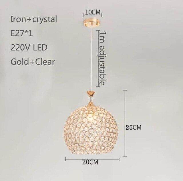 Modern Simplicity Style Indoor Decorations Pendant Lamp E27 LED Crystal Pendant Lights For Restaurant 3 Heads Hanging Light