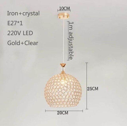 Modern Simplicity Style Indoor Decorations Pendant Lamp E27 LED Crystal Pendant Lights For Restaurant 3 Heads Hanging Light