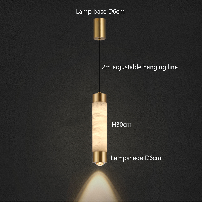Copper Spanish Marble Small LED Chandelier High-end Modern Simple Bedroom Pendant Light Bar Counter Hanging Lamp