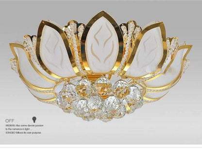 Lotus Flower Modern Pendant Light With Glass Lampshade Gold Pendant Lamp For Living Room Bedroom Lamparas De Techo Abajur