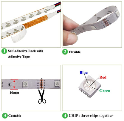 5m10m RGB Led Strip Light SMD5050 2835 Bluetooth Led Lights Tape Flexible Non waterproof 12V LED Strip Ribbon for Home Christmas