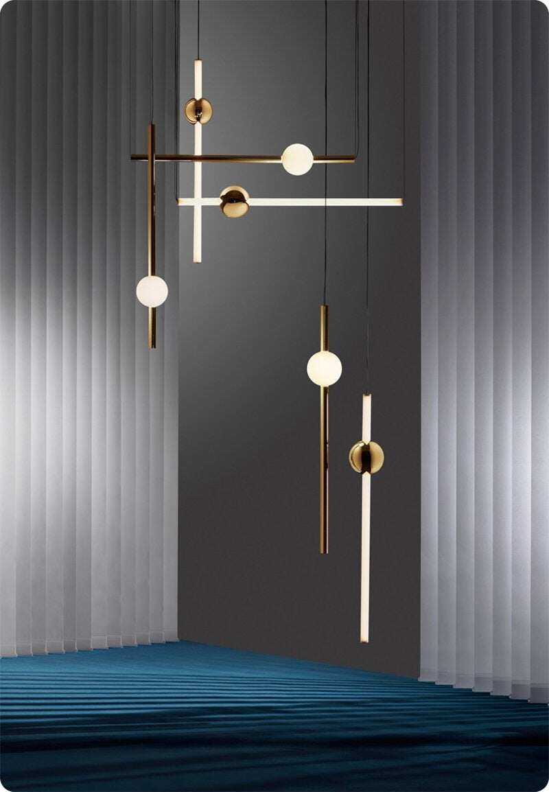 Modern Glass Metal Ball Pendant Lights Luminaria Cylinder Pipe Industrial Lamp Hanglamp Lustre Suspension