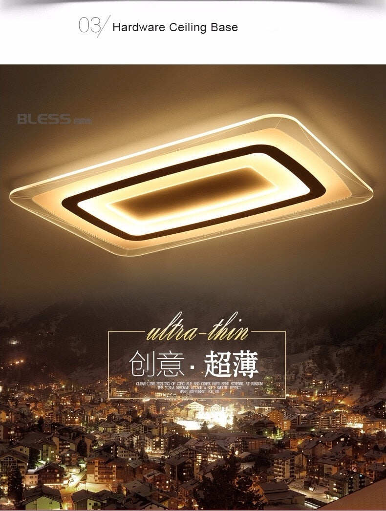 Remote Control Surface Mounted Modern Led Ceiling Lights Lamparas De Techo Rectangle Acrylic Led Ceiling Lights Lamp Fixtures