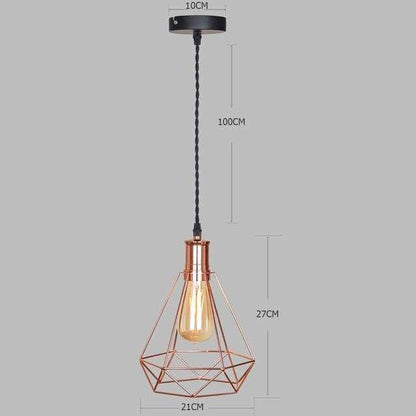 Modern  Industrial Vintage Cage Pendant Light Iron Art Diamond Pyramid Wrought home Ceiling Lamp Suitable for E27 bulbs