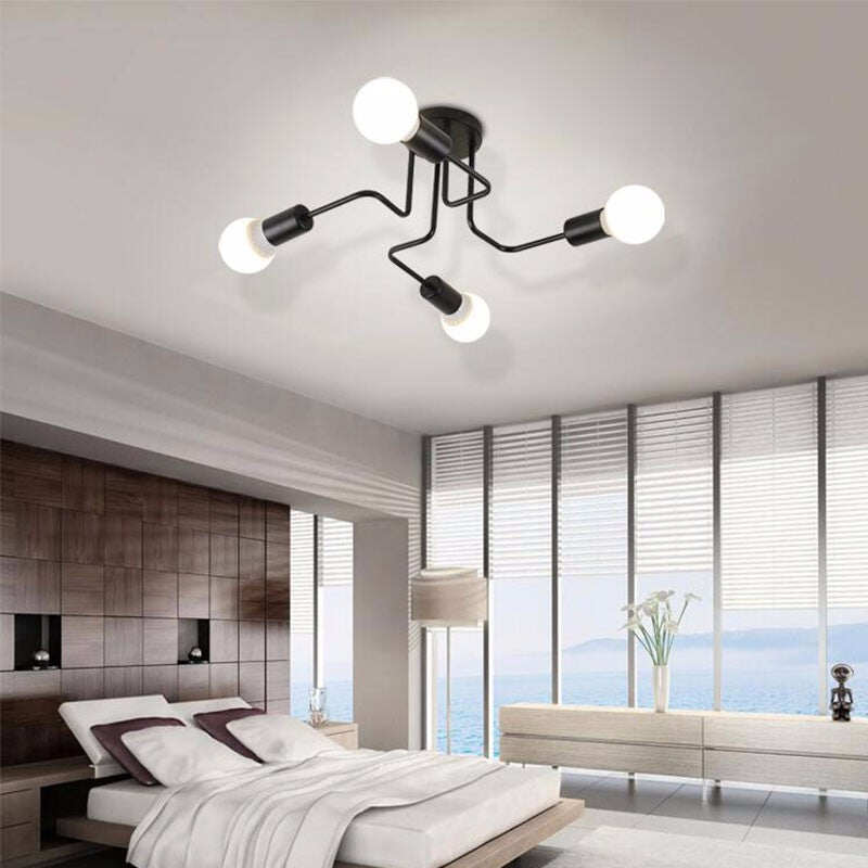 Loft Nordic Pipe Wrought Iron Ceiling Light 4/6/8 Heads Lamp
