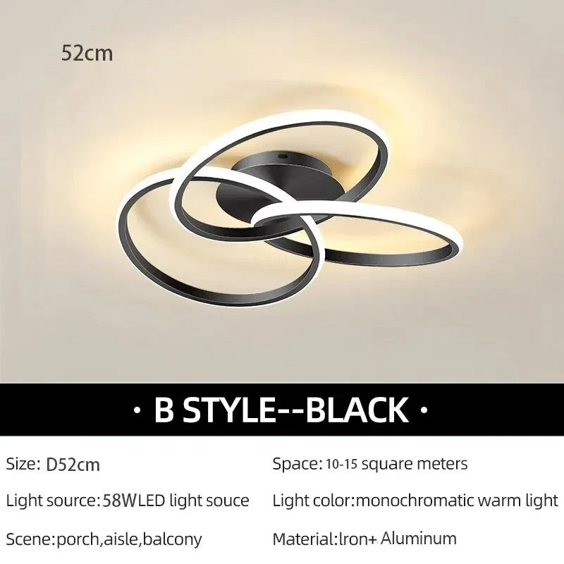 Modern LED Ceiling Light Acrylic Trefoil Dimmable Black White And Gold Indoor Lamp For Living Room Bedroom Dining Room Luminaire