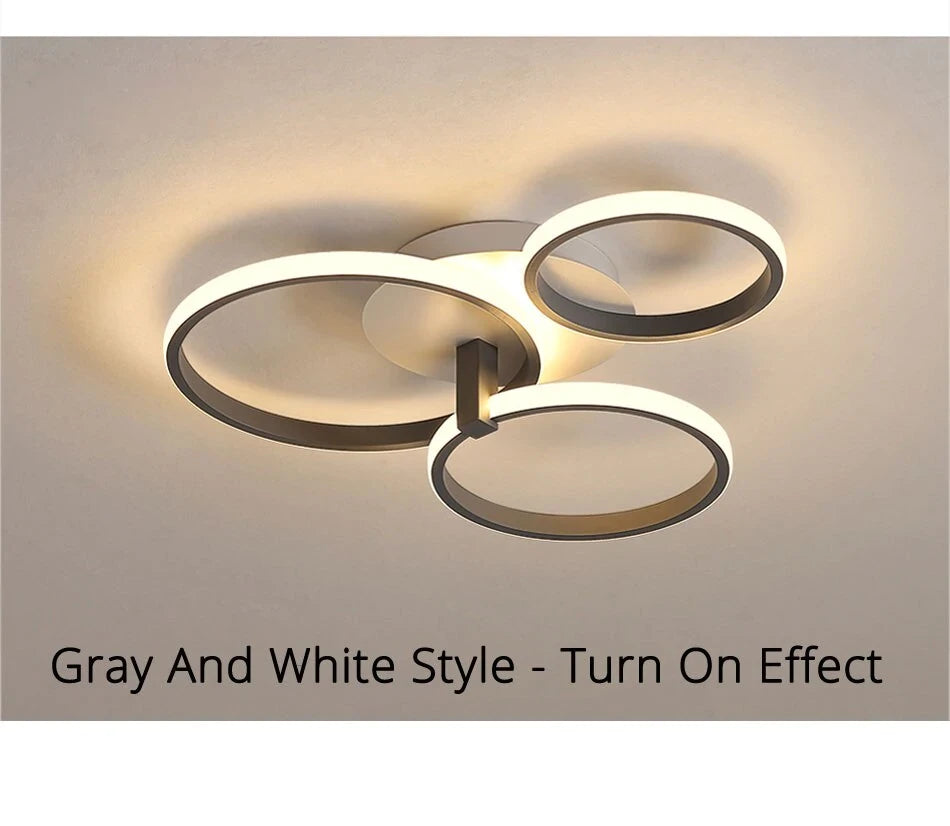 Grey Color Round LED Pendant Lights For Bedroom Home Modern Lamp Fixtures Lustre Plafonnier Dimmable Remote Control Lighting