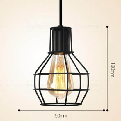 LED Indoor E27Modern Cage Pendant Light Iron Minimalist Retro Scandinavian Loft Pendant Lamp Metal Hanging RestaurantLamp