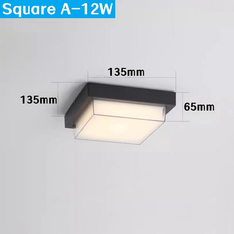 Square Outdoor LED Ceiling Lamp Surface Mounted Waterproof Sconces Garden Exterior Wall Lighting