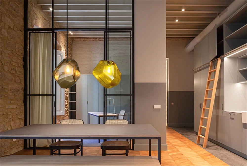 Simple Stone glass pendant light colorful indoor G4 LED lamp The restaurant dining room bar cafe shop lighting Fixture
