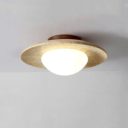 Modern New Style Natural Stone Ceiling Lamp Wabi Sabi Cream Porch Balcony Lighting Fresh Disc Shape