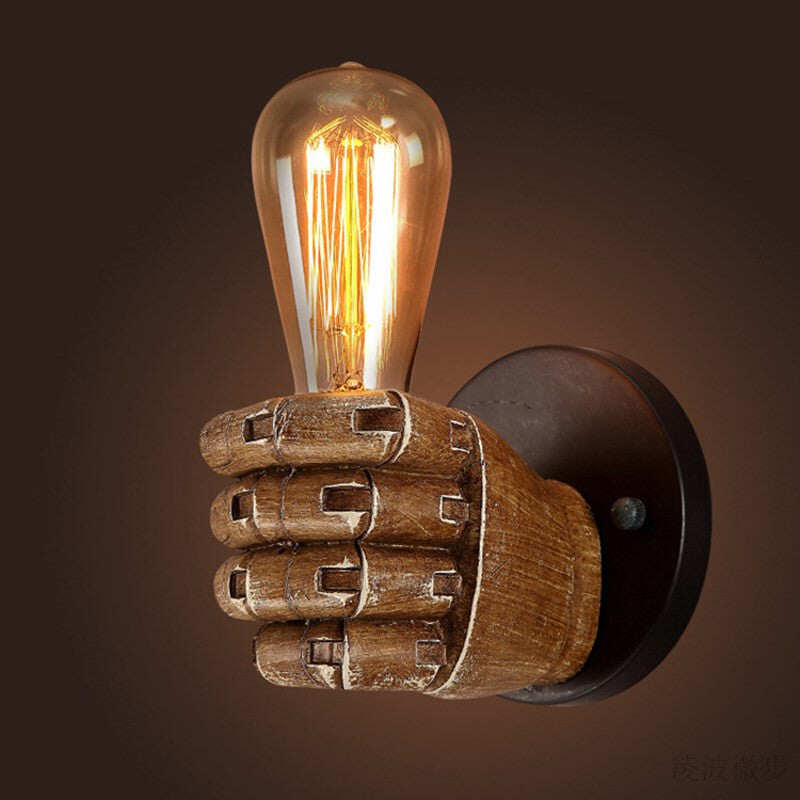 Vintage Resin Fist Left Hand Right Hand Wall Lamp