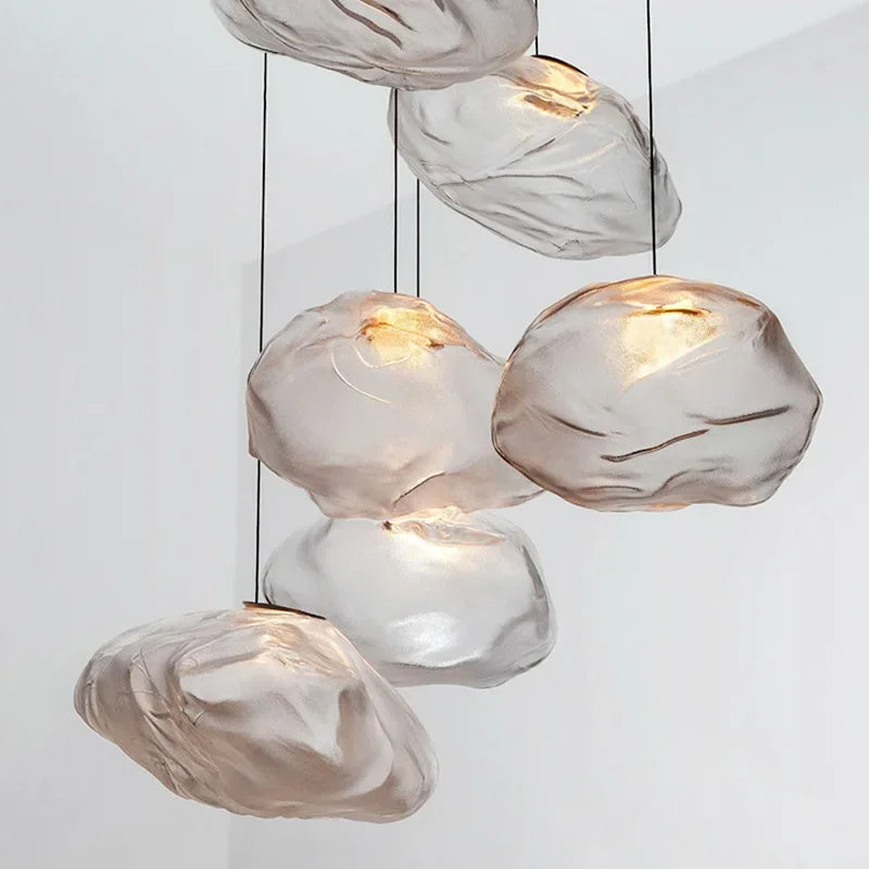 Creative Design Led Chandelier  Pebble Glass Nordic Luxury Pendant LampLighing Living Dining Room Furniture