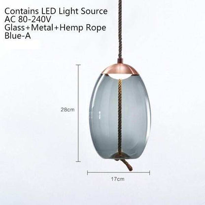 Modern Loft Industrial Lamp Blue Glass Pendant Light LED Art Deco Nordic White Hang Lamp For Living Room Kitchen Bedroom Parlor