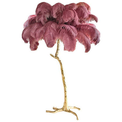 Nordic Ostrich Feather Floor Lamp Stand Light Copper Modern Interior Lighting Decor Home Floor Lights Luminaria Ostrich Feather