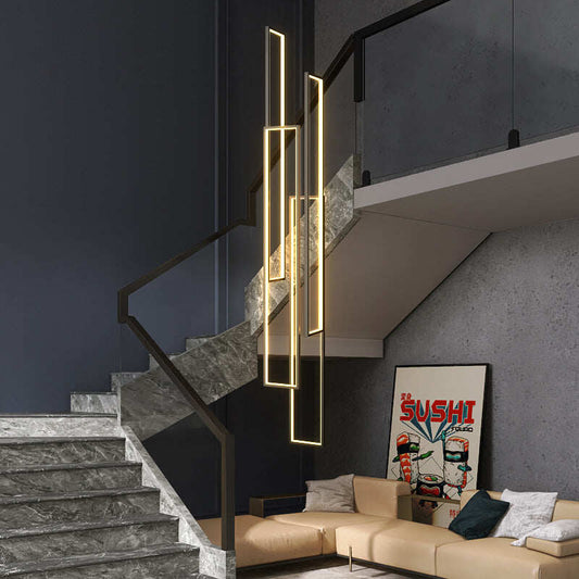 Stair Chandelier Simple Villa Duplex Hollow Loft Revolving Staircase Minimalist Ultra-long Box Lamp