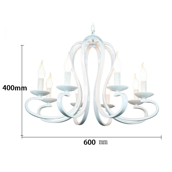Nordic American Coutry Style Modern Candle Chandelier Lamps Fixtures Vintage White/Black Wrought Iron  Home Lighting E14