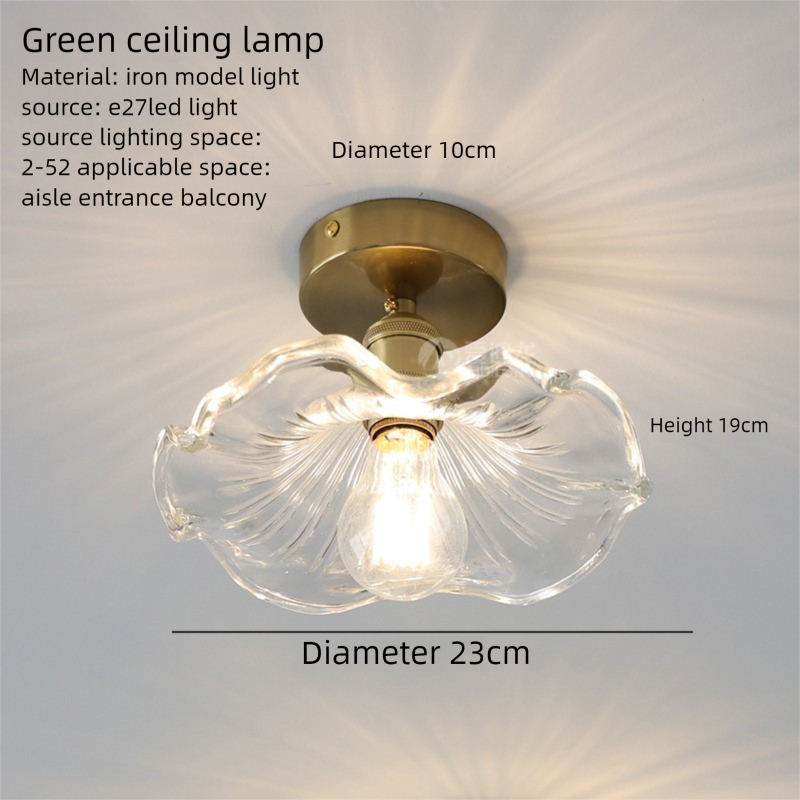 A Single-head Green Lotus and Leaf Pendant Lamp in The Bedroom Dining Room Bar Counter and Entrance Hall