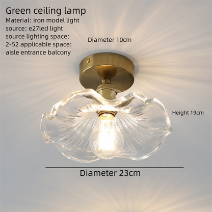 A Single-head Green Lotus and Leaf Pendant Lamp in The Bedroom Dining Room Bar Counter and Entrance Hall