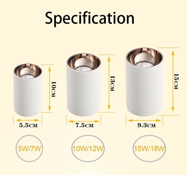 New Arrival Surface Mounted COB Downlight LED 5W 7W 10W 15W Ceiling Downlight Anti-glare illumination