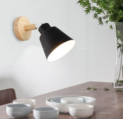 Wooden wall lights bedside wall lamp bedroom wall light sconce for kitchen restaurant modern wall lamp Nordic macaroon sconces