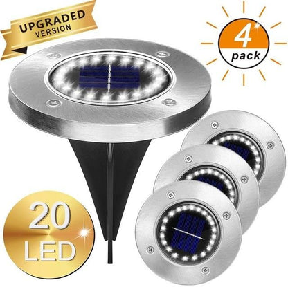 4Pack Solar Garden Lights 16/20 LED Solar Ground Lights Waterproof Light Underground Sensing Landscape Lights for Lawn Pathway
