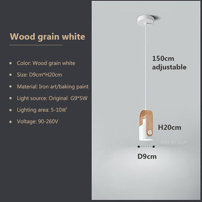 Nordic LED Pendant Light Wood Hanging Lamp Black White For Bedroom Dinnming Room Background Home Indoor Lighting Fixtures