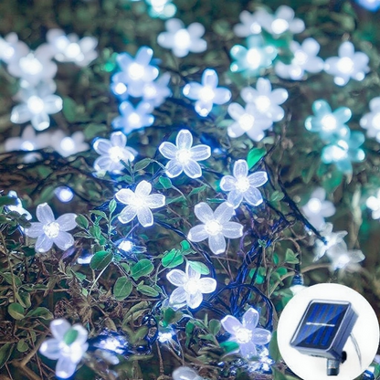 Solar Cherry Garden Blossom Flower Lights Garlands String Lights Solar Outdoor Waterproof Lawn