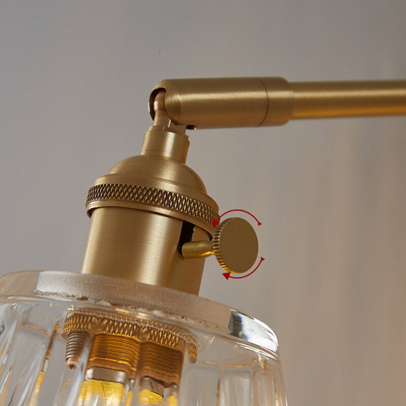 Nordic Modern Simple Light Luxury Brass Glass Wall Lamp Retro Living Room Bedroom Headboard Headlight