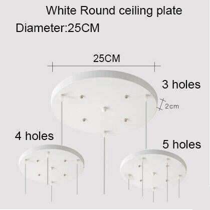 Ceiling Plate Black/White Iron Pendant Lamp Bases DIY 2/3/4/5 holes 25cm/30cm/40cm/50cm Straight/Round Ceiling Base